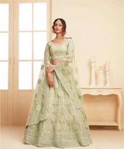 Designer Mint Green Wedding Embroidered Women Lehenga Choli