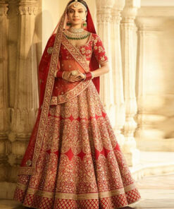 Pinkkart Indian Women Heavy Embroidered Wedding Bridal Lehenga