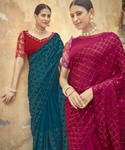 SHUBHVASTRA D.NO 5426 INDIAN WOMEN SEQUINS EMBROIDERED PARTY WEAR DESIGNER SAREE COLLECTION